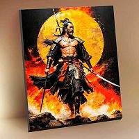 Картина по номерам с зол. поталью чёрный холст Котеин "Японский самурай" 40*50см BHR0598(26цв)