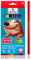 Карандаши пластик. 12цв. ATTOMEX "Funny Dog" 5022342 шестигр.,2М,к/к