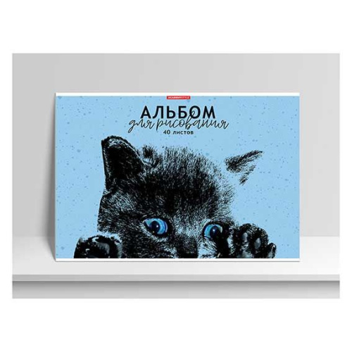 Альбом для рис.40л. КанцБиз "Котёнок" 15382 на скобе,полн.уф-лак