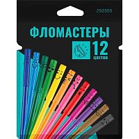 Фломастеры 12цв. КОКОС 252555 смываемые,вент.колп.,к/к,е/подвес