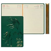 Ежедневник 2026г. А5 176л. Fiorenzo кож.зам. "Horse.Зелёный" 253040 интегр.обл.,зол.срез,фольга