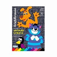 Бумага цв. мелов. А4 20л.10цв. EK "Простоквашино" 62075 склейка