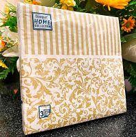 Салфетка бум. Bouquet Home Collection Classic "Золотые узоры и полосы" 25021 3-х сл.(20шт) 33*33см