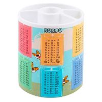 Подставка-стакан д/пиш.принадл. КОКОС "Таблица умножения.Corgi Style" 240669 пласт.,75*95*75мм,4отд.