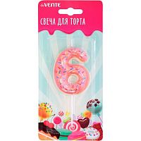 Свеча-цифра д/торта "6" deVENTE "Donut" 9060306 5,9*4,4*1см,с 3D декор.,карт.блист.