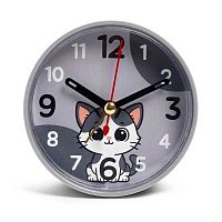 Будильник "Котёнок" кварц,серый В7-037