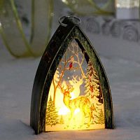 Сувенир с подсветкой НГ "Зимняя история" 196-0744 бронза,9,5*14,5см