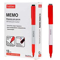 Маркер д/доски ХАТ "Мемо" 088768 красный,2мм,со стирателем