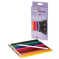 Карандаши 24цв. ХАТ "Кто здесь?" 094111 трехгр.,заточ.,к/к,е/подвес