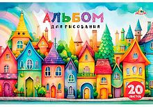 Альбом для рис.20л. АППЛИКА "Яркие домики" С1022-48 обл.цв.офсет