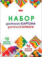 Набор цв.картона А4 10цв. и цв.бумаги А4 16цв. ХАТ "Мозаика" 30444 склейка