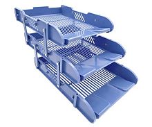 Лоток гориз.3-секц.трансформер INTELLIGENT DK-301/DB-172 пластик,сетчатый,синий