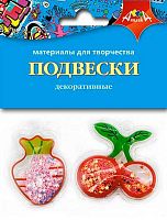 Декор. элементы АППЛИКА Подвески "Клубничка и вишенка" С3535-06 2шт,внутр.мини конфетти