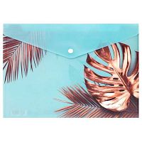 Папка-конверт на кнопке А4 Fiorenzo "Night Tropic" 240722 непрозр.с рис.,150мкм