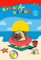 Набор цв.картона А4  8цв. и цв.бумаги А4 16цв. АППЛИКА "Щенок на пляже" С1832-15