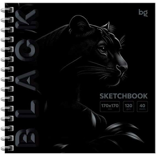 Скетчбук 170*170мм  40л. BG спираль "Black. Tiger" 64601 выб.лак,софт-тач,120г/м2