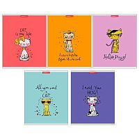 Тетрадь 48л. (клетка) КанцБиз "Коты" ЕАС-13060/5 картон,микротекстура,асс.