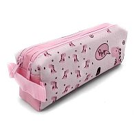 Пенал-косметичка ПЧЕЛКА 2отд. 200*90*55 К-12 "Розовый дино" двуст.печать,ткань,ручка