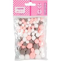 Набор д/творчества deVENTE "Помпоны" 8000560 роз.-серые,10-20мм,90шт.