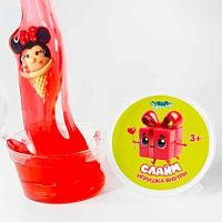 Лизун Слайм "Стекло" с игрушкой, малиновый 50гр. 00-00512599