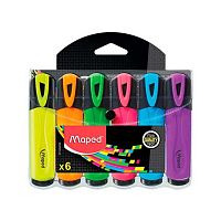 Набор маркеров текст.  6цв. MAPED "Fluo Pep`s Classic" 742557 пиш.уз.1-5мм,устойч.к солнцу чернила