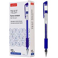 Ручка гелевая ХАТ "Test" 083463 синяя,0,5мм,резин.грипп,к/к