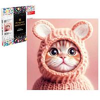 Мозаика алмазная ФЕНИКС "Котёнок в шапочке" 70829 холст,20*20см,полн.выкл.