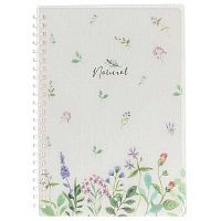 Тетрадь 80л. (клетка) ХАТ пластик.обл. спираль Premium "Natural flowers" 33479 клетка,мягк.