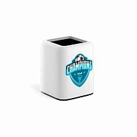 Подставка-стакан д/пиш.принадл. EK "Forte. Champions" 55849 белая с чёрн.вставкой,пластик.