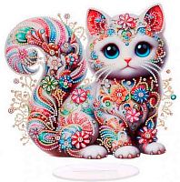 Мозаика алмазная DIAMOND "Кошечка" 654-0349 на акриловой подставке,24,5*24.5см