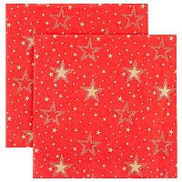 Салфетка бум. Bouquet Home Collection "Золотые звёзды на красн.фоне" 25411 3-х сл.(20шт),33*33см