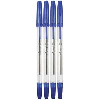 Набор шар. ручек  4шт. ATTOMEX 5073509 синие,0,7мм,прозр.корпу.,е/подвес