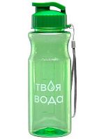 Бутылка пластик. 450мл Миленд "Твоя вода" УД-7567 зелёная,с ремешком
