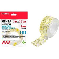 Скотч двусторонний 30мм*3м deVENTE "Nano Tape Glitter" 4163402 многораз.,жёлтый с блёст.0,7мм