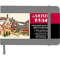 Скетчбук А6 (140*90мм)  80л. deVENTE кож.зам. "Art" 2134538 тв.обл.,крем.бум.140г/м2,св.-серый