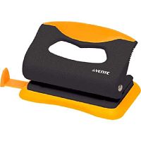 Дырокол  10л. deVENTE "Monochrome" 4020001 пластик,с линейкой,чёрн.с неон.оранж.,к/к