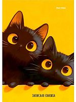 Записная книжка А6  48л. Проф-Пресс "Два чёрных котика" 48-7101 тв.обл.,глянц.лам.,лён