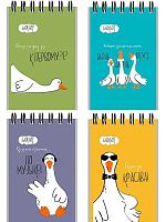 Блокнот А7  40л. Проф-Пресс спираль "Забавные гуси-1" Б40-6382 обл.мел.карт.,клетка