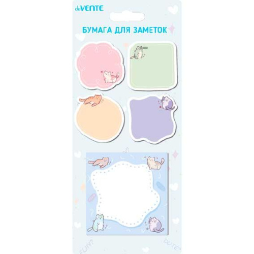 Набор самокл. этикеток-закладок deVENTE "Lovely Cats" 45*45мм,80*80мм-5*20л. 2010110 бум.,асс.форм