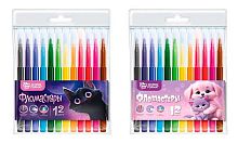 Фломастеры 12цв. SchoolФормат "Микс для девочек" ФЛ12-МДВ смываемые,кругл.корп.,блист.