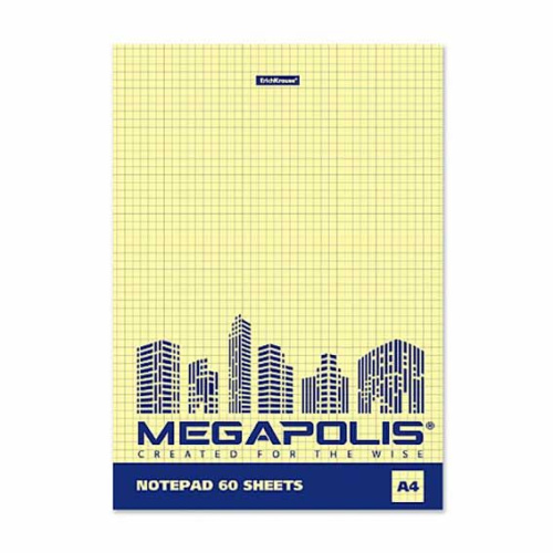 Блокнот А4  60л. EK "Megapolis. Yellow Concept" 49801 вн.блок-жёлт.,склейка,клетка