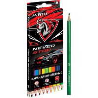 Карандаши 18цв. deVENTE "Never Stop" 5023416 шестигр.,2М,грифель 2,8мм,к/к