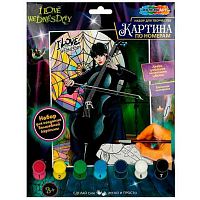 УЦЕНКА Картина по номерам с декором MULTIART "Венсдей" 17*23см CANV17X23-WED2