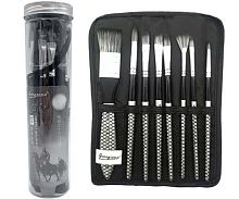 Набор кистей  8шт. Giorgione (синтетика кр.№12,4,пл.№25,10,8,6,2,1/4) DN-166/DD-107 лак.чёрн.ручк.,т