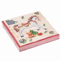 Салфетка бум. НГ Bouquet Home Collection Символ года 2026 "Лошадка кремовый фон" 25403 3-х сл.(20шт)