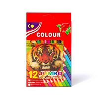 Карандаши Jumbo 12цв. ALINGAR "Тигр" AL3758(CLH) трёхгр.,грифель 4,0мм,к/к,е/подвес
