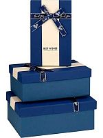 Коробка подар. 3в1 прямоуг. Миленд "Сине-белые,с бантом" КОР-7665 (23*16*9,21*14*8,19*12*7см)