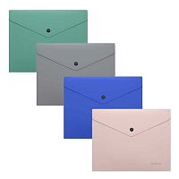 Папка-конверт на кнопке А5+ EK "Matt Navy" 66500 непрозр.,пластик,асс.