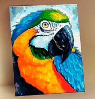 Картина по номерам с поталью Котеин "Попугай ара" 15*20см KH1188P (15цв.)
