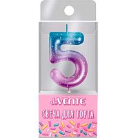 Свеча-цифра д/торта "5" deVENTE "Degrade" 9060504 6,0*3,8*0,9см,держ.2,6см,пластик./к